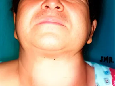 Fotografía clínica de lesión por cáncer papilífero de tiroides